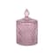 Contenant en verre à motif de losange biseauté rose avec couvercle de 13,7 cm d’Ashland